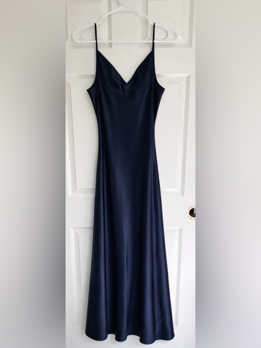 AllSaints Navy Blue Satin Slip Maxi Dress - Picture 5 of 5
